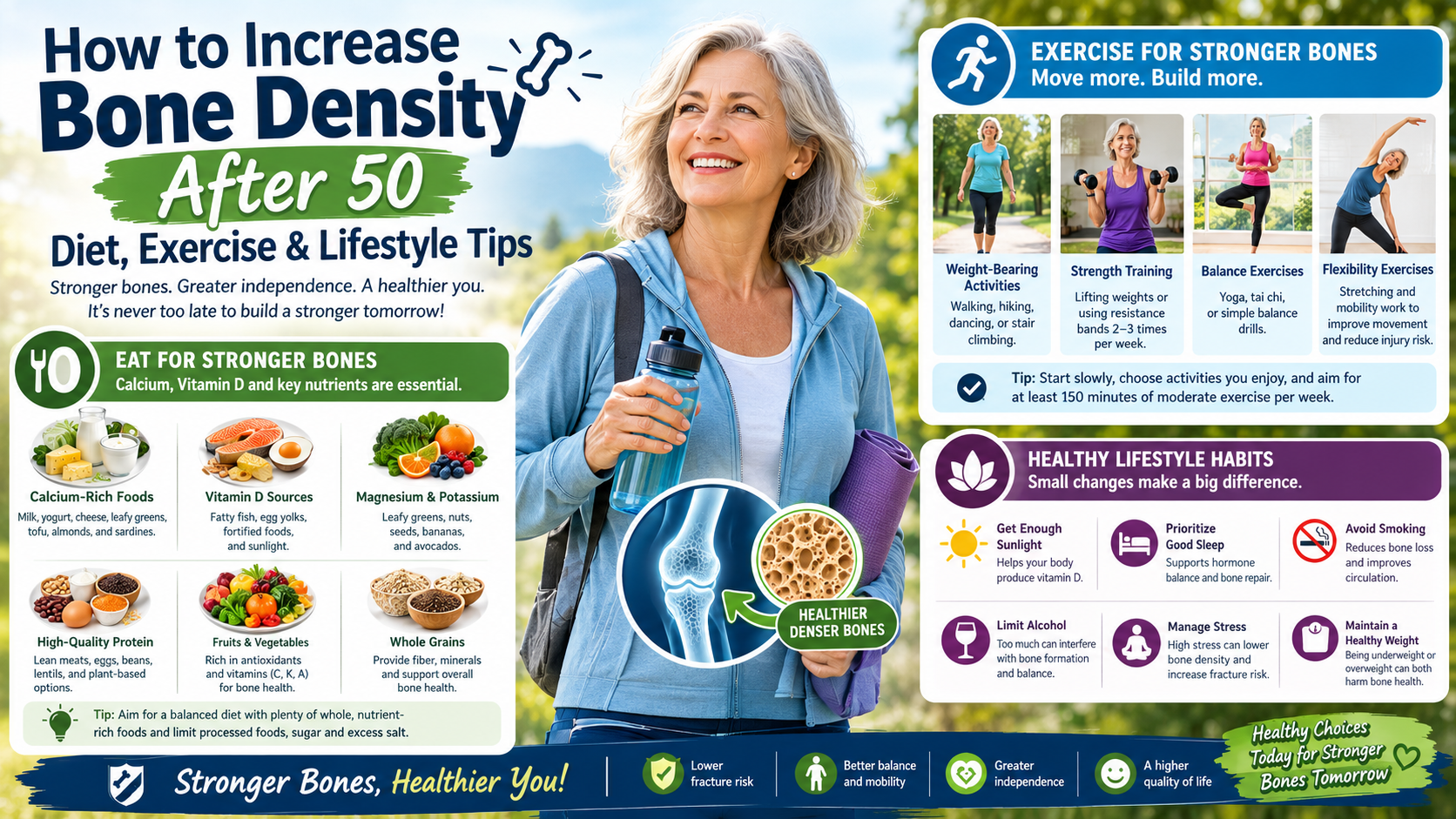 How to Increase Bone Density After 50: Diet, Exercise & Lifestyle Tips
