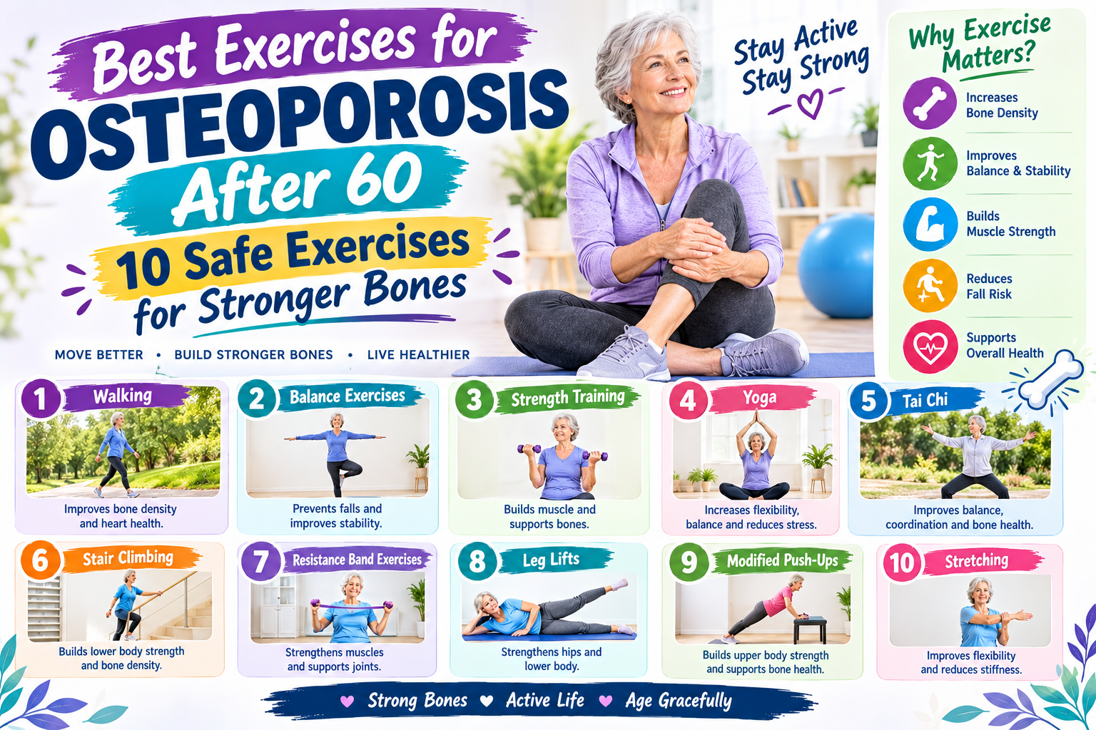 Best Exercises for Osteoporosis After 60: 10 Safe Exercises for Stronger Bones