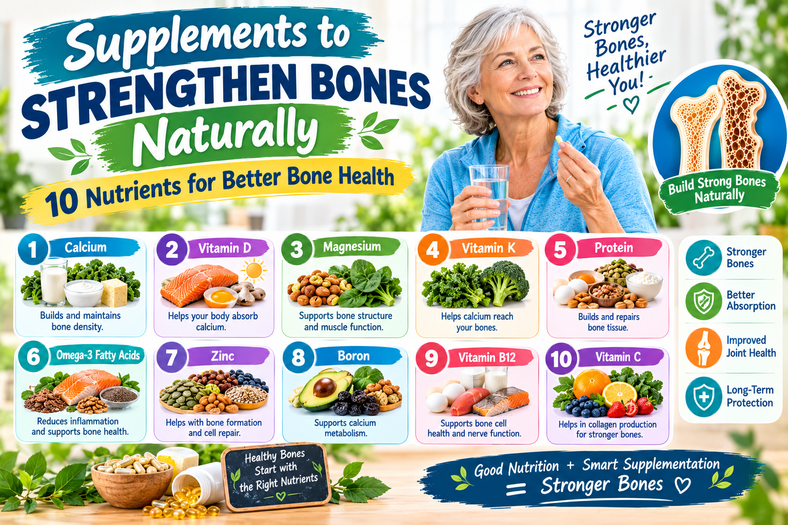Supplements to Strengthen Bones Naturally: 10 Nutrients for Better Bone Health