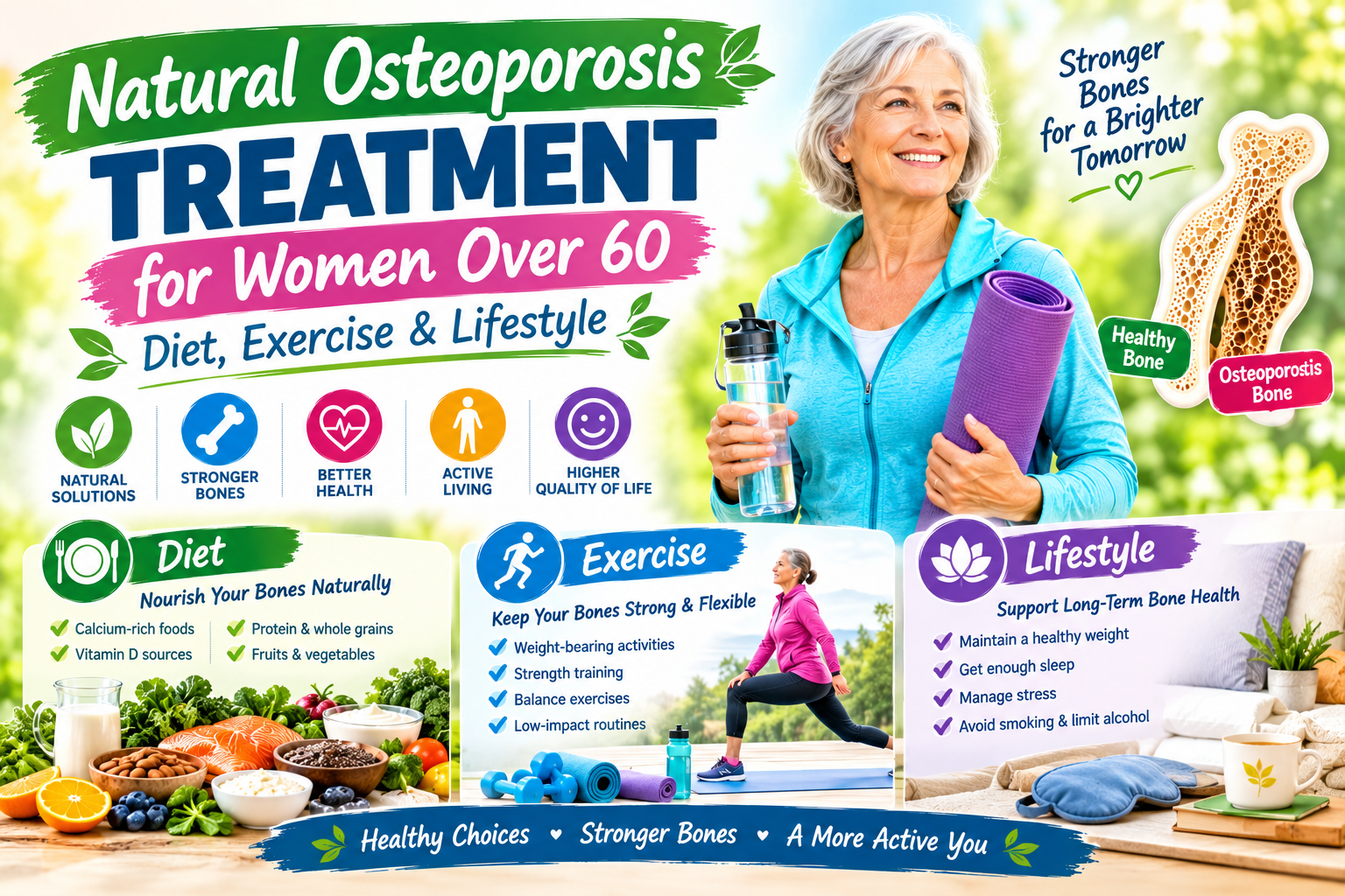Natural Osteoporosis Treatment for Women Over 60: Diet, Exercise & Lifestyle