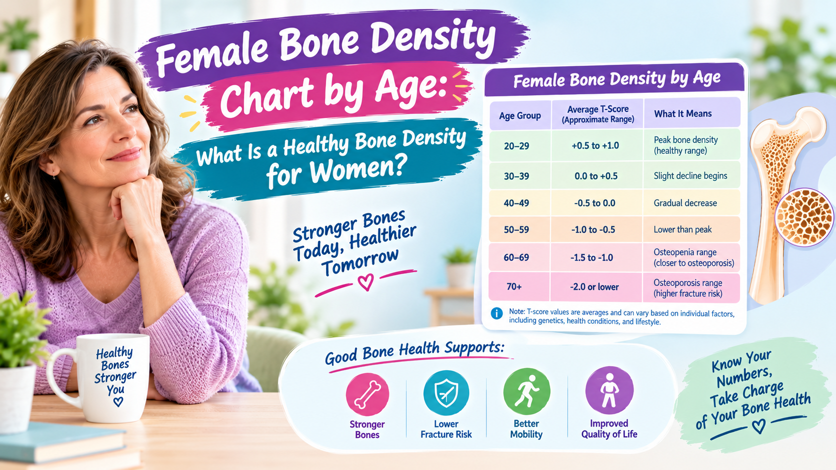 Female Bone Density Chart by Age: What Is a Healthy Bone Density for Women?